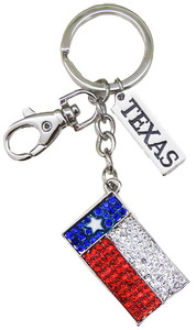 Texas Flag Rhinestone Keyring with Clip Attachment Texas Flag Rhinestone Keyring with Clip Attachment