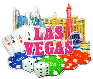 Las Vegas Magnet Poly Photo - Gambling Icons, 3.27 Height