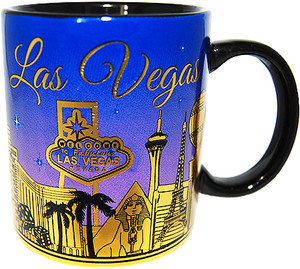 LAS VEGAS 11OZ Purple Cup with Gold Skyline Detail LAS VEGAS 11OZ Purple Cup with Gold Skyline Detail