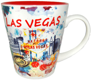 LAS VEGAS 15OZ TRUMPET MUG WHITE with Watercolor Design &