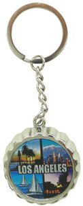 Los Angeles Bottle Cap Keyring with Photo Collage Design Los Angeles Bottle Cap Keyring with Photo Collage Design