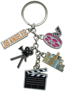 LOS ANGELES 5-DANGLE KEYRING: Skyline, Camera, and Film Tape