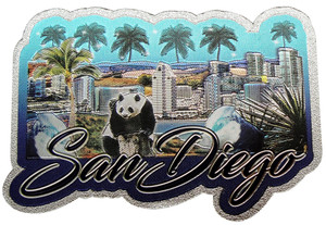 San Diego Foil Magnets Set - Skyline, Palm, and Panda Designs