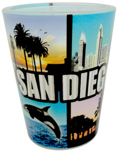 San Diego Promo Shotglasses - Sea and Skyline Collage Design