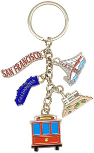 San Francisco 5-Dangle Keyring with Bridge, State, Tram, and Tag Designs San Francisco 5-Dangle Keyring with Bridge, State, Tram, and Tag Designs