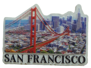 San Francisco Skyline Photo Poly Magnet with Bridge Design San Francisco Skyline Photo Poly Magnet with Bridge Design