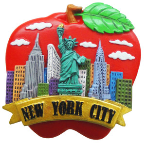 New York Poly Magnet - Red Apple Skyline Statue New York Poly Magnet - Red Apple Skyline Statue