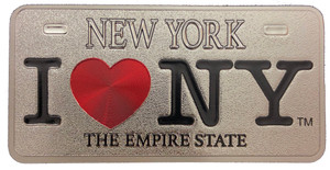 NY Empire State Foil Magnet License Plate in White