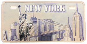 Black & White Skyline/SOL Foil Magnet License Plate