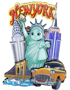 New York Wooden Magnet Set - Taxi, Skyline, Sol Designs New York Wooden Magnet Set - Taxi, Skyline, Sol Designs