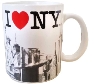 11oz White B&W Skyline ILNY Cup with Red Heart Detail 11oz White B&W Skyline ILNY Cup with Red Heart Detail