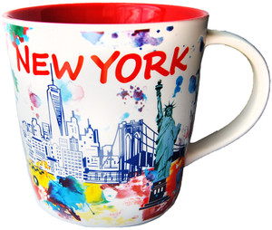 16oz Red Glazed Watercolor Cup for NY Party Collage 16oz Red Glazed Watercolor Cup for NY Party Collage