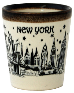 Mini Ceramic Cup White/Black Skyline with Music Drip Line CA58955 Mini Ceramic Cup White/Black Skyline with Music Drip Line CA58955
