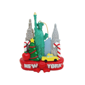 New York 3D Glitter Ornament featuring iconic symbols like the Statue of Liberty, Red Apple, and Christmas Tree – a beautiful addition to your holiday décor. New York 3D Glitter Ornament featuring iconic symbols like the Statue of Liberty, Red Apple, and Christmas Tree – a beautiful addition to your holiday décor.