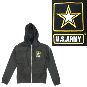 Black Embroidered US Army Zipper Sweatshirt