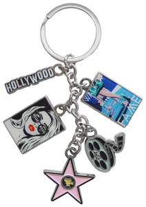 Hollywood 5-Dangle Keychain Colorful/Cinema/Star/B&W/Letters Hollywood 5-Dangle Keychain Colorful/Cinema/Star/B&W/Letters