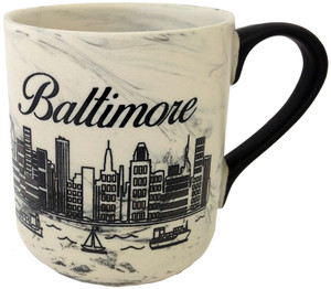 Baltimore 15oz Cup Marble with Black Skyline & Black Handle Baltimore 15oz Cup Marble with Black Skyline & Black Handle