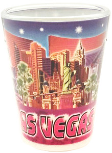 Las Vegas Shot Glass Blue & Purple Collage Las Vegas Shot Glass Blue & Purple Collage