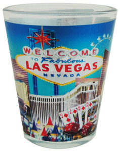 Las Vegas Foil Shot Glass Blue Skyline Las Vegas Foil Shot Glass Blue Skyline