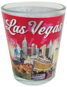 Las Vegas Foil Shot Glass Pink Skyline Las Vegas Foil Shot Glass Pink Skyline