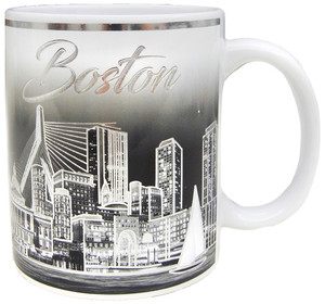 Boston Skyline 11oz White and Silver Cup Boston Skyline 11oz White and Silver Cup