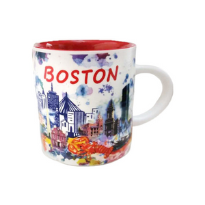 White Water Mini Mug with vibrant red interior – a bold addition to your Boston mug collection.