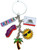 California Palm Tree Dangle Keychain with Sun, State Flag, Star Shape, and Tag