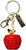 Red Apple Shaped Keyring with Gold Diamonds and NY Tag