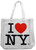 White tote bag with I heart NY in the middle, the heart is red and the writing is black, this I love NY tote bag is a perfect gift for NYC lovers. White tote bag with I heart NY in the middle, the heart is red and the writing is black, this I love NY tote bag is a perfect gift for NYC lovers.