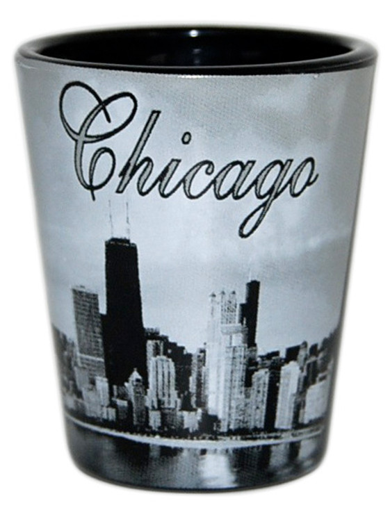 Chicago Skyline Mini Ceramic Cup in Black & White