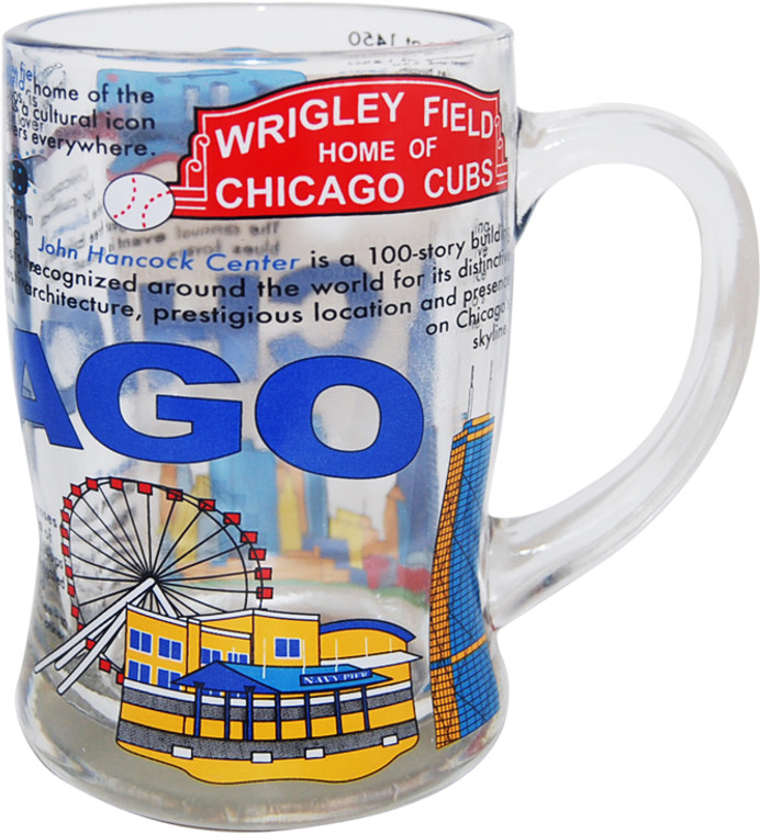 Chicago Beer Cup Clear with Collage Tulip Shape
