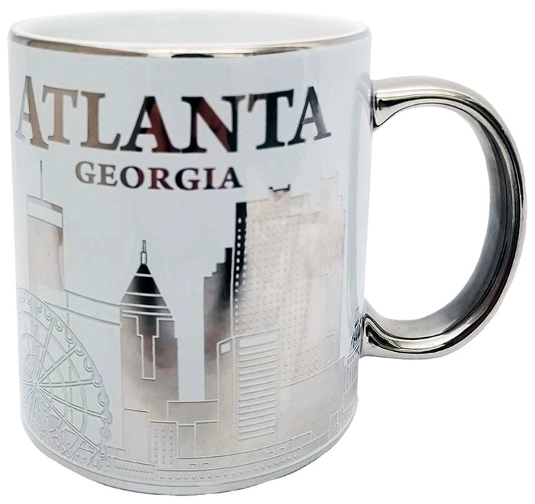 ATLANTA 11oz Cup in White/Silver with Skyline Design