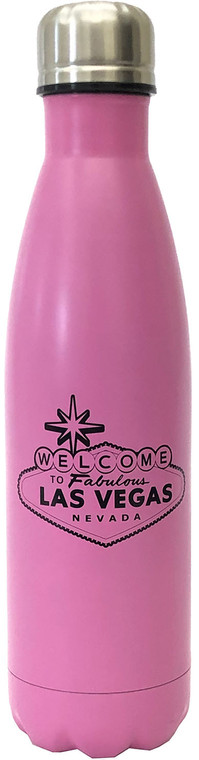 Matte Pink Steel Las Vegas Travel Mug with Welcome Sign Design