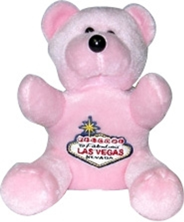 TOY LAS VEGAS PINK BEAR WITH WELCOME SIGN - Colorful Souvenir