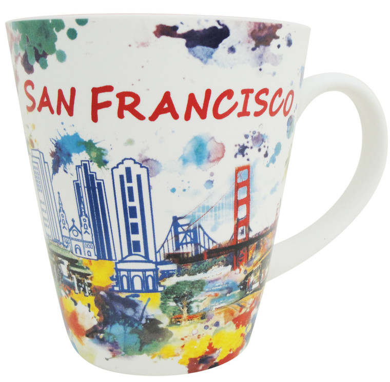 Vibrant San Francisco 15oz Red Watercolor Mug