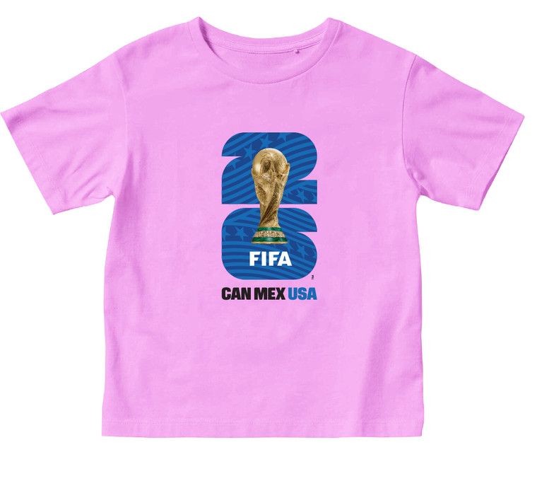 FIFA WORLD CUP 2026 PINK YOUTH TEES WITH BLUE LOGO