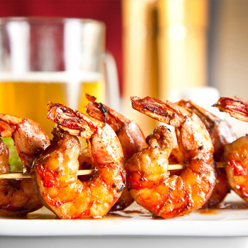 Colossal Biloxi Gulf shrimp skewer.