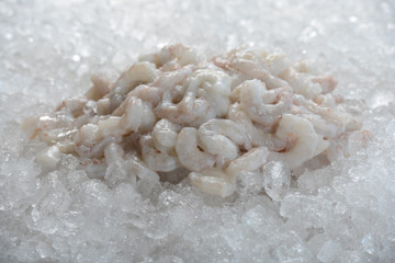 Fresh jumbo Gulf shrimp on ice,