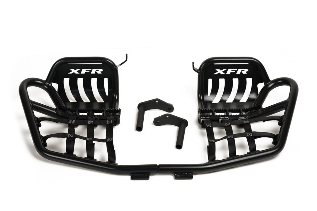 Tusk Foot Peg Nerf Bars With Heel Guards Silver With Black Webbing Fits Honda TRX 400EX 1999-2007