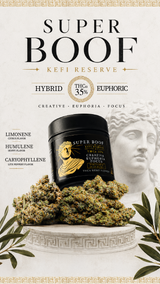 Superboof Kefi Reserve Premium Small Batch THCa Flower.