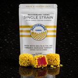 ZING Uplifting Delta-9 THC Sour Candy Clusters by Dutermann Farms featuring approximately 29 mg of Delta-9 THC per cluster with a chewy gummy center, crunchy candy shell, and cannabis-derived terpenes.
