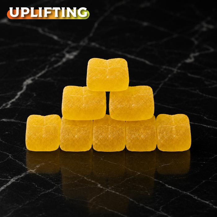 ASCEND Uplifting Sour Diesel Live Resin Gummies by Kefi Kanna featuring approximately 25.6 mg of Delta-9 THC per gummy, crafted with strain-specific live resin for an authentic cannabis experience.