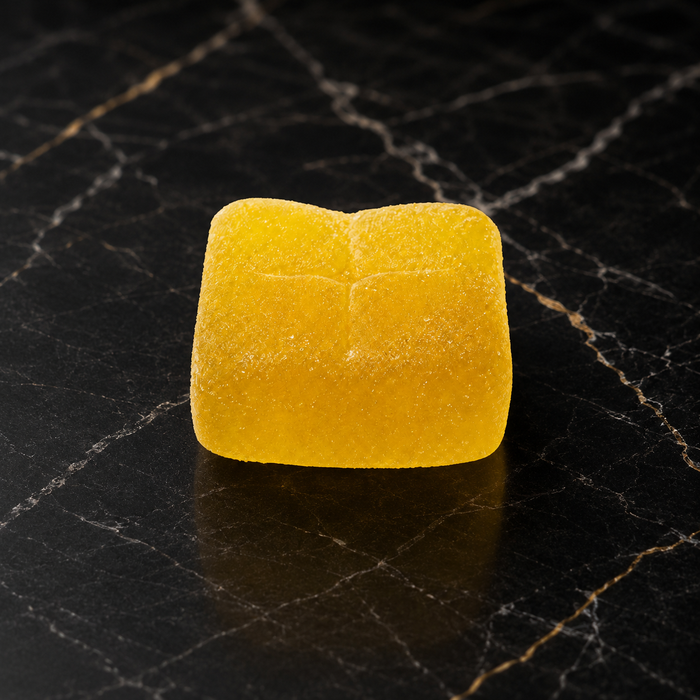 ASCEND Uplifting Sour Diesel Live Resin Gummies by Kefi Kanna featuring approximately 25.6 mg of Delta-9 THC per gummy, crafted with strain-specific live resin for an authentic cannabis experience.