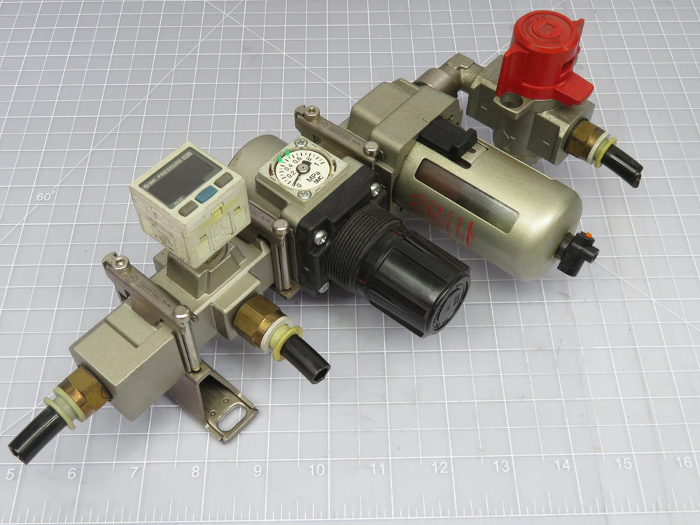 SMC AR30-F03E AFM30-F03 PNEUMATIC MIST SEPERATOR/REGULATOR MODULAR W/ DIGITAL PRESSURE SWITCH T199483