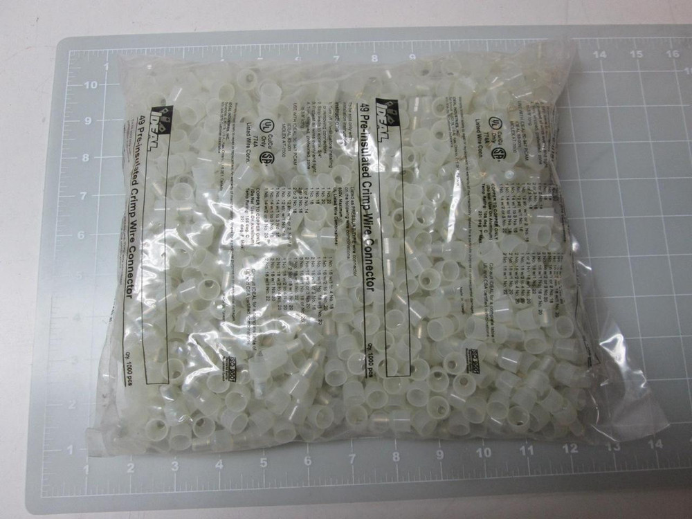 LOT OF 1000 IDEAL 774A 49 PRE-INSULATED CRIMP WIRE CONNECTOR T55743