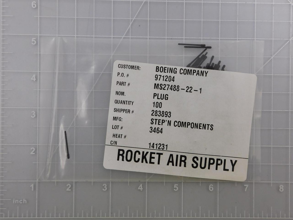 Lot of 100 Step'n Components MS27488-22-1    Plugs For Sale