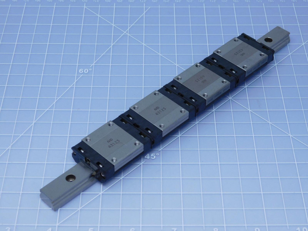 Lot of 4 THK SRS15M 8A0313    Bearings on a 9.5 In Rail For Sale