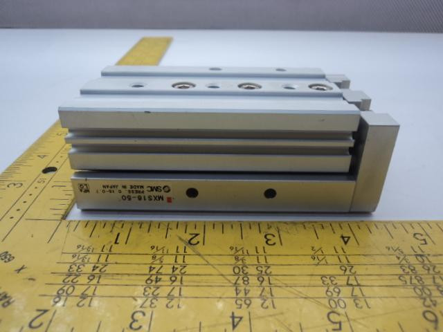 SMC MXS 16-50 CYLINDER SLIDE TABLE DUAL ROD PRESS 0.15-0.7MPA T17744