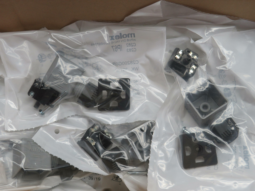 Lot of 25 Molex 1212010005 C28200G0R mPm DIN Valve Connector Form A-18mm External Thread 2 Pole Plus Ground Terminal 250V AC/DC Gray Nitrile Gasket  Unmounted Single Pack For Sale