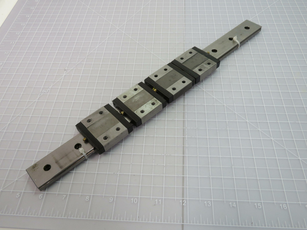 Lot of 4 IKD LWLF30 BCS  Linear Bearing Blocks on a 16 in Rail  For Sale